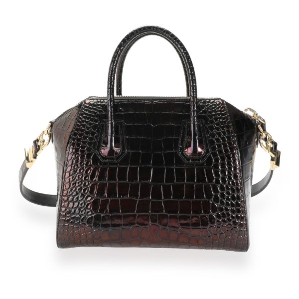 112451 pv 259c3633 d963 4bb7 bacc ab80cdb1a5c6 Givenchy Iridescent Black Crocodile Embossed Leather Antigona Bag