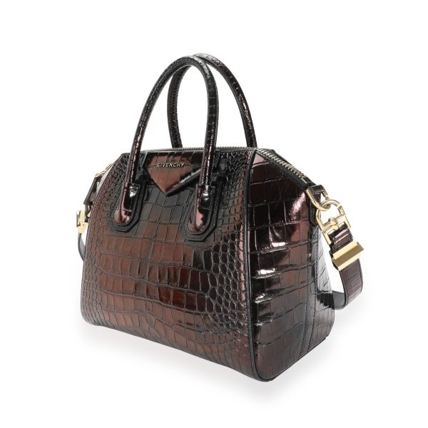 112451 sv 9f3a2af3 2e73 405a a535 6d8871ec6279 Givenchy Iridescent Black Crocodile Embossed Leather Antigona Bag