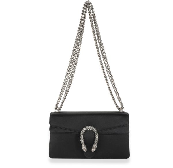 112503 bv e9293ccc d3d1 424a 8463 d5adf33b8eaf Gucci Black Satin Crystal Small Dionysus Shoulder Bag