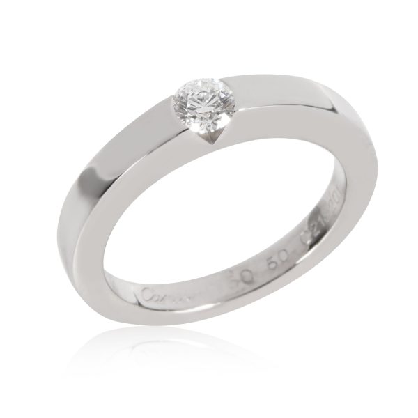 Solitaire Ring White Gold Cartier Date Diamond Solitaire Ring in 18K White Gold H I VVS 021 CTW