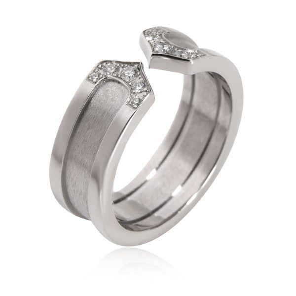 Ring White Gold Cartier C de Cartier Diamond Ring in 18K White Gold 01 Ctw with Brushed Metal