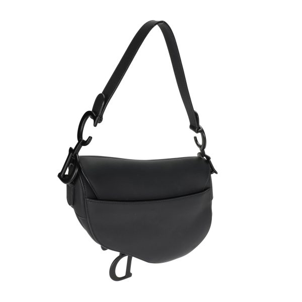 112565 pv Dior Black Ultra Matte Leather Saddle Bag