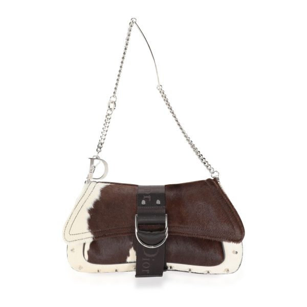 112628 fv Christian Dior Cream Brown Pony Hair Hardcore Shoulder Bag