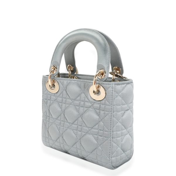 112647 sv ee4bf0a3 8662 4da4 908d 8619ecae4106 Dior Blue Cannage Quilted Satin Mini Lady Dior Bag With Crystal Charms