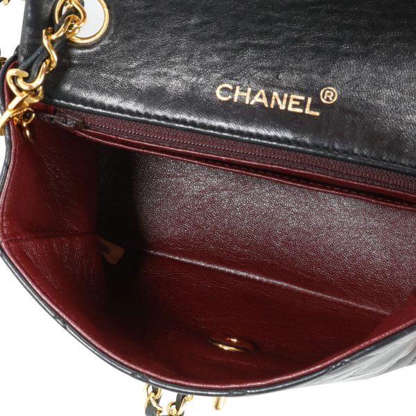 112670 av Chanel Vintage Black Quilted Lambskin Mini Square Classic Flap Bag