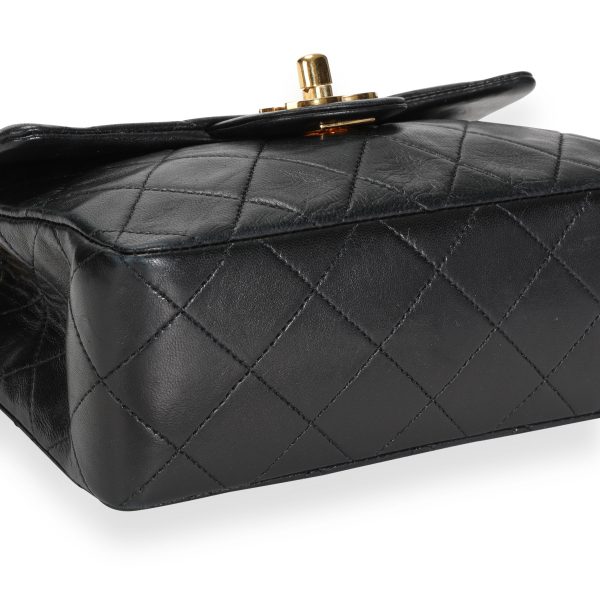 112670 box Chanel Vintage Black Quilted Lambskin Mini Square Classic Flap Bag