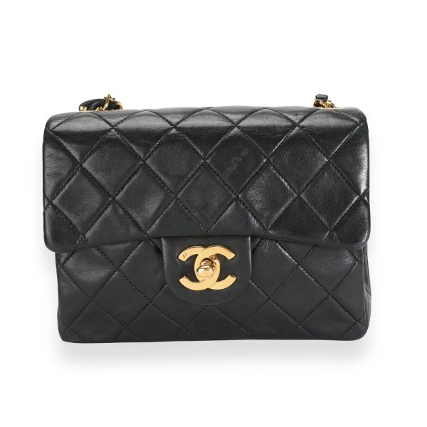 112670 fv Chanel Vintage Black Quilted Lambskin Mini Square Classic Flap Bag