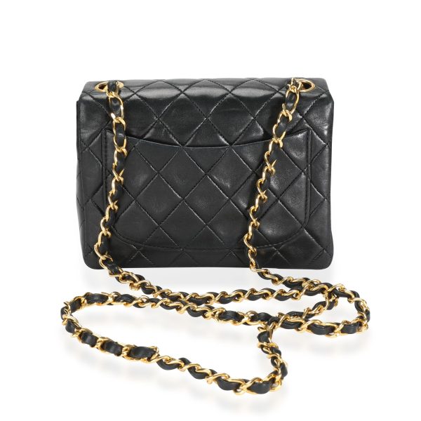 112670 pv Chanel Vintage Black Quilted Lambskin Mini Square Classic Flap Bag