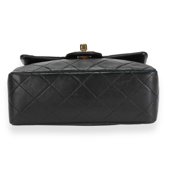 112670 stamp Chanel Vintage Black Quilted Lambskin Mini Square Classic Flap Bag