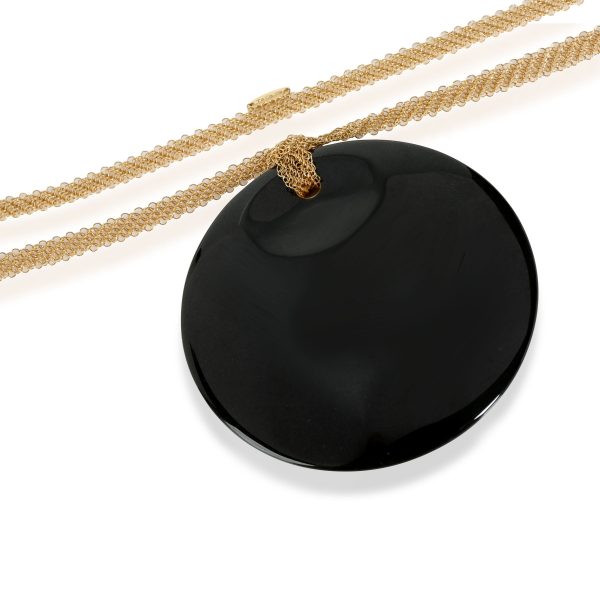 112684 clasp Tiffany Co Black Jade Necklace in 18k Yellow Gold Black