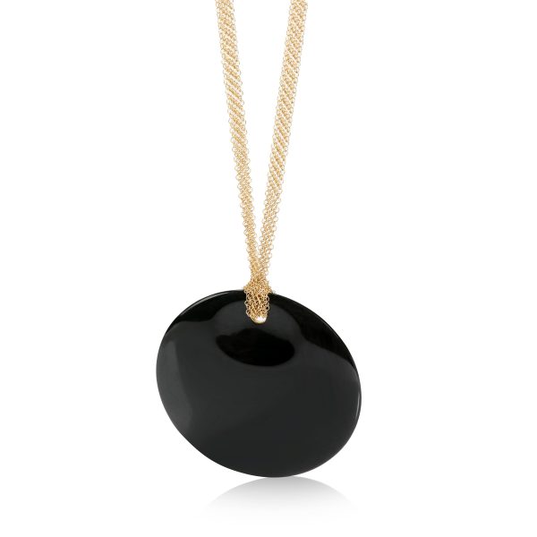 112684 fv Tiffany Co Black Jade Necklace in 18k Yellow Gold Black