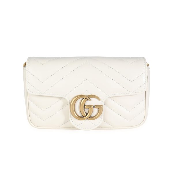 112737 fv ad69c230 a926 4ed6 9d01 1b794383930b Gucci White Matelass√© Leather GG Marmont Super Mini Bag