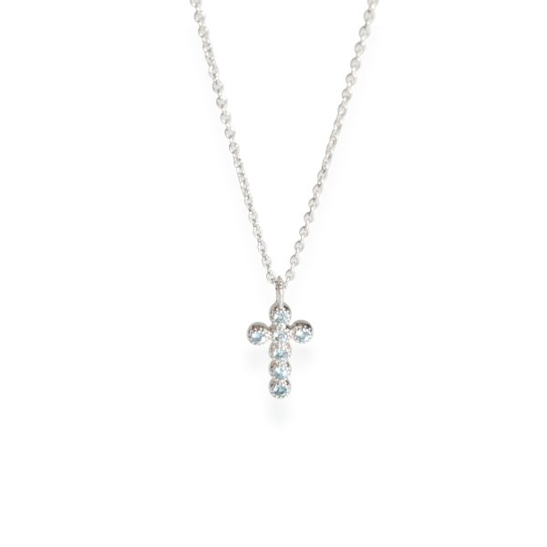 112772 fv My Story Topaz Small Cross Pendant 14K White Gold