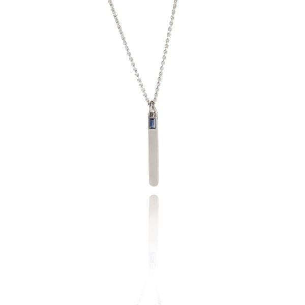 112784 fv 14K White Gold My Story Vertical Bar Pendant With 1 Sapphire 15 Ct