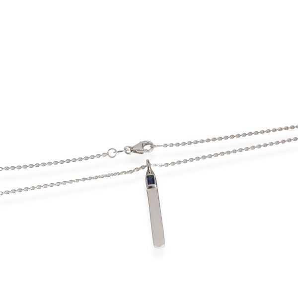 112784 pv 14K White Gold My Story Vertical Bar Pendant With 1 Sapphire 15 Ct