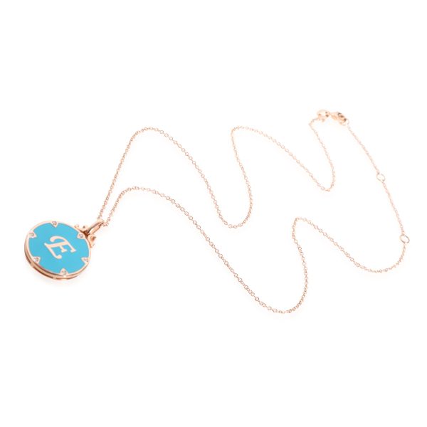 112790 pv 14K Rose Gold My Story Turquoise Enamel Letter E Pendant 03 Ctw