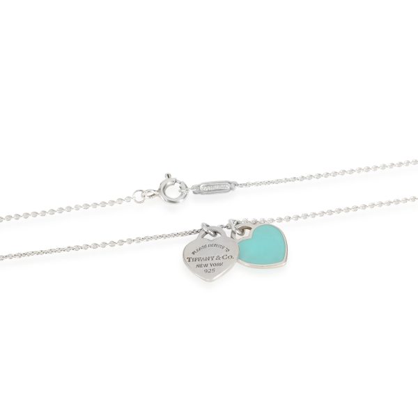 112848 clasp Tiffany Co Double Mini Heart Tag Pendant in Sterling Silver