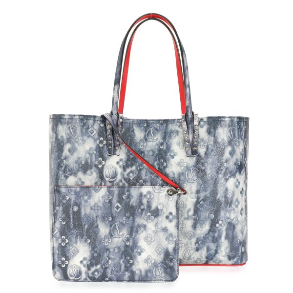 112969 fv Christian Louboutin Blue Tie Dye Printed Leather Cabata Punk Tote