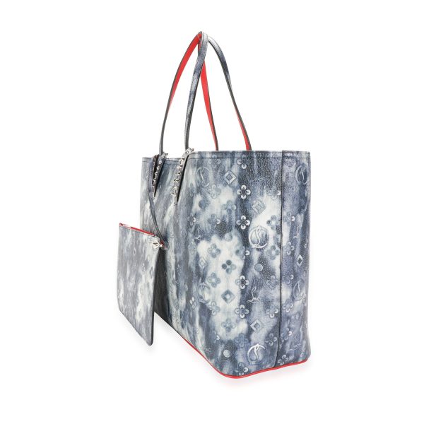 112969 sv Christian Louboutin Blue Tie Dye Printed Leather Cabata Punk Tote