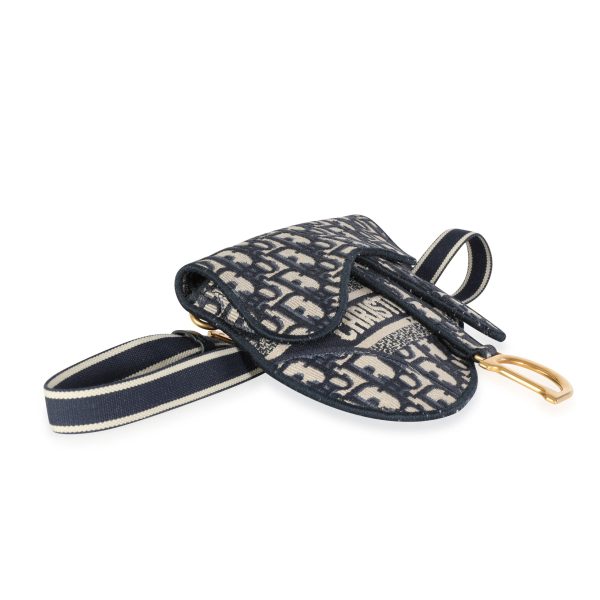 112986 clasp Dior Blue Oblique Embroidery Saddle Belt Bag