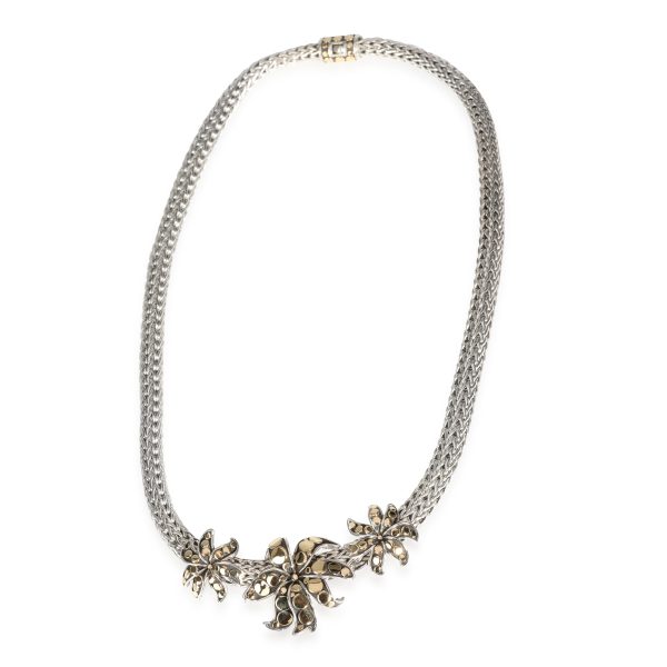 113021 pv John Hardy Dot Ayu Jasmine Flower Necklace in 18K Yellow GoldSterling Silver