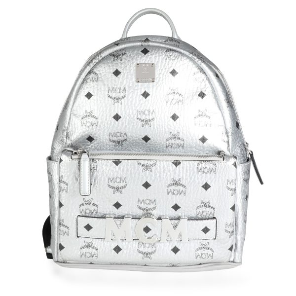 113102 fv MCM Berlin Silver Visetos Monogram Trilogie Stark Backpack