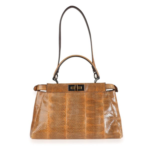 113266 bv af8fd534 3239 4a07 b469 760fcb035b47 Fendi Brown Water Snake Small Peekaboo Bag