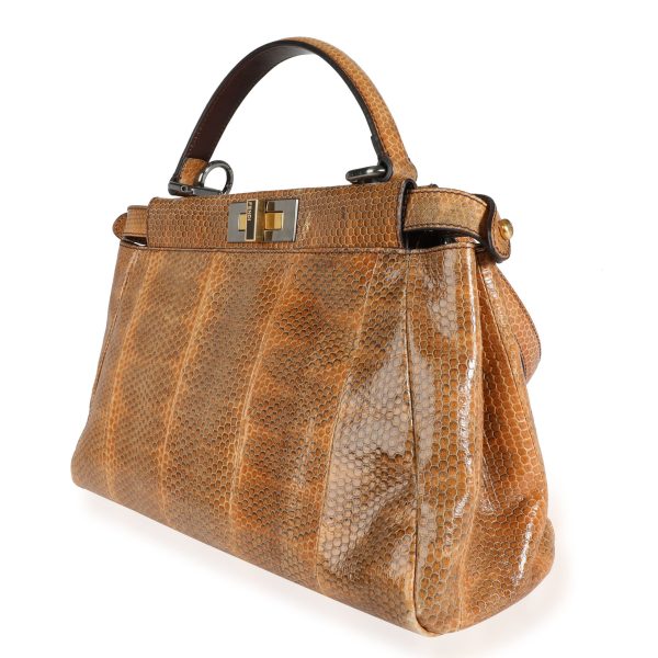 113266 sv 19af8842 8b49 4ca1 8ccb 7d53523f20ec Fendi Brown Water Snake Small Peekaboo Bag