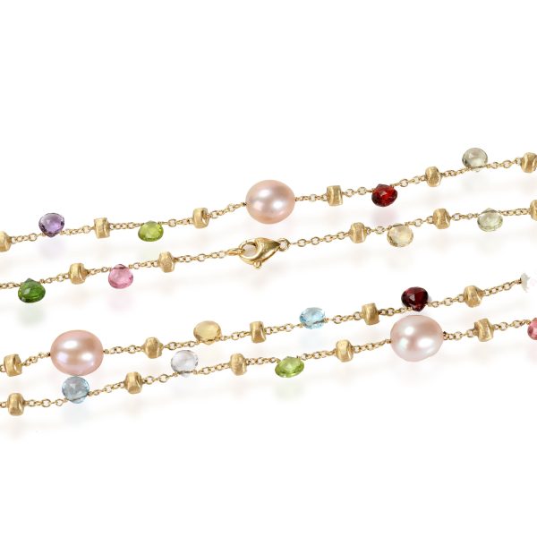 113408 clasp b364b2f6 9eb9 4599 aa9e e43f7c2baa86 Marco Bicego Paradise Pearl Mixed Gemstone Necklace in Yellow Gold