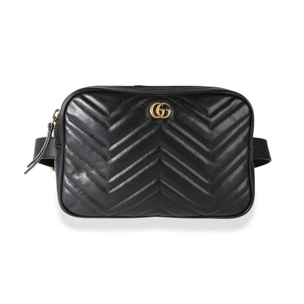 113599 fv 5aafe772 9960 4ce4 bc55 d4cc5406473c Gucci Black GG Marmont Matelassé Square Belt Bag 80