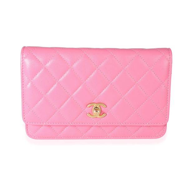 113606 fv e87f2c27 34d3 4e4e a2ec b6304d95ad75 Chanel Pink Quilted Lambskin Pearl Crush Wallet on Chain