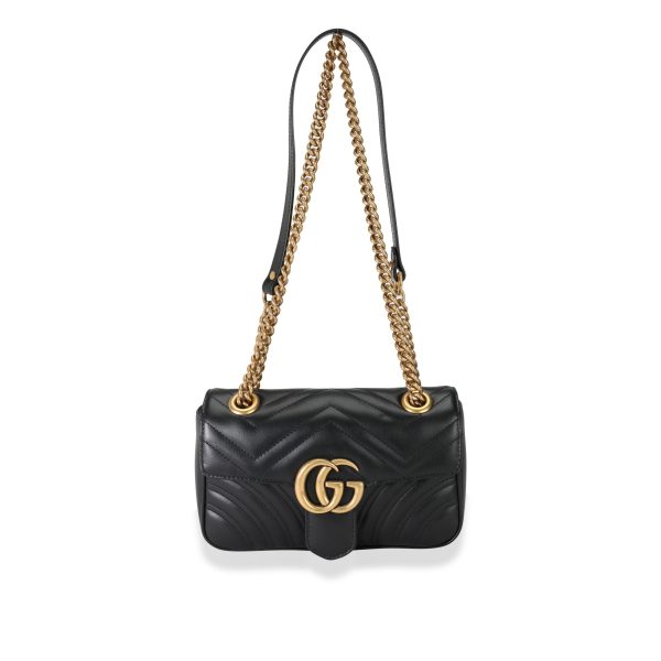 113613 bv Gucci Black Matelassé Leather GG Marmont Mini Bag