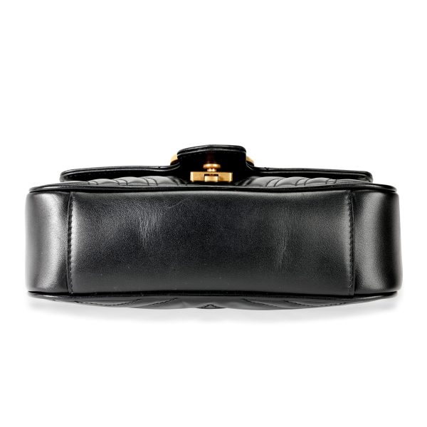 113613 stamp Gucci Black Matelassé Leather GG Marmont Mini Bag