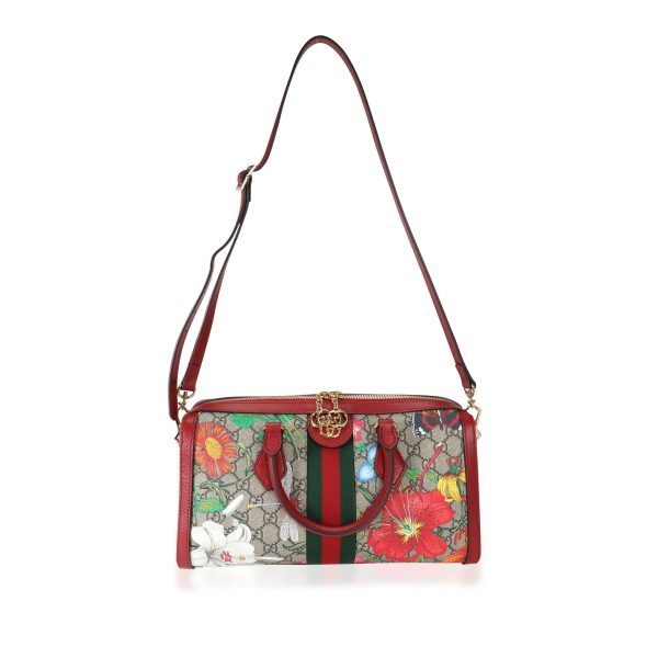 113614 bv Gucci GG Supreme Flora Ophidia Medium Boston Bag