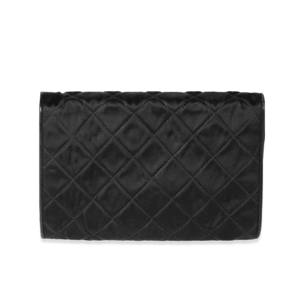 113625 pv Chanel Vintage Black Quilted Satin Embellished Evening Bag