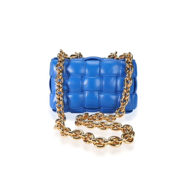 113639 pv Bottega Veneta Cobalt Maxi Intrecciato Leather Chain Cassette Bag Blue