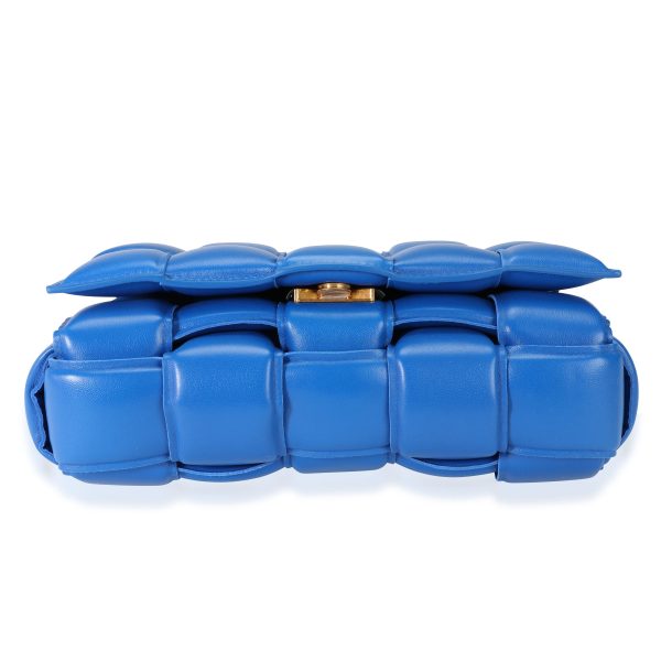 113639 stamp Bottega Veneta Cobalt Maxi Intrecciato Leather Chain Cassette Bag Blue