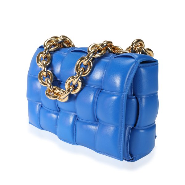 113639 sv Bottega Veneta Cobalt Maxi Intrecciato Leather Chain Cassette Bag Blue