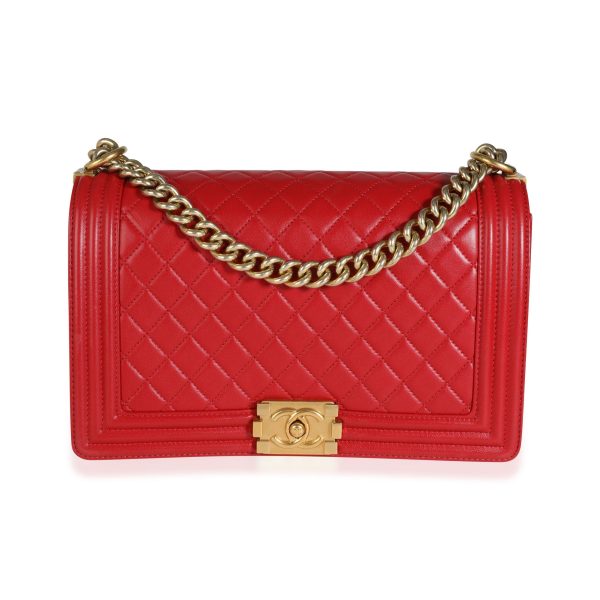 113742 fv 8b4c99cb b7a6 4001 bc8f f8ff82c81e27 Chanel Red Quilted Lambskin Leather New Medium Boy Bag