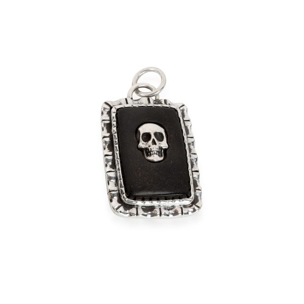 113831 fv d5fab423 d6ff 42b6 bdc6 c17dcf782f9c Black Tag with Skull Pendant in Sterling Silver