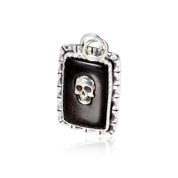 113831 pv a376fefa 5b5f 443f 90ec b9034e3504de Black Tag with Skull Pendant in Sterling Silver