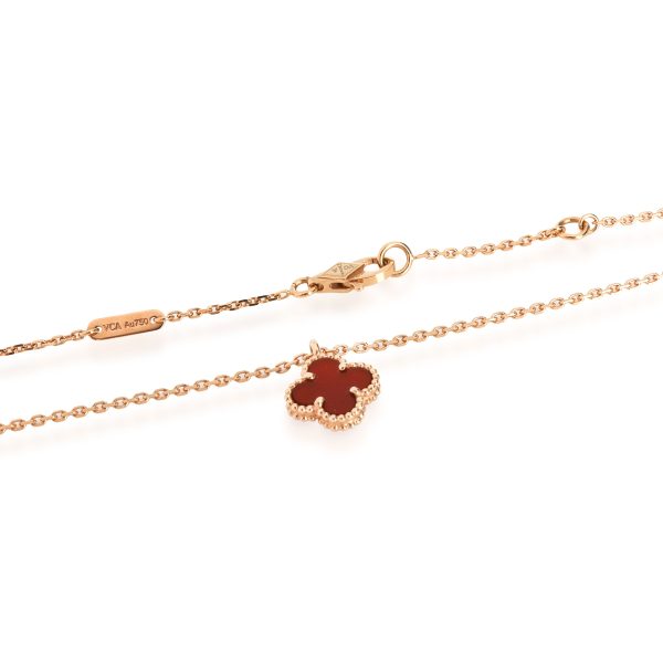 113946 clasp b3b06f4d 47b1 46cd 9803 a4dd76984e1a Van Cleef Arpels Sweet Alhambra Carnelian Pendant in 18kt Rose Gold