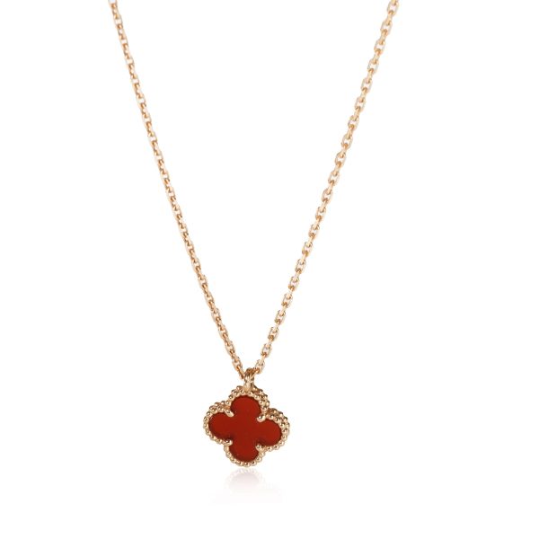 113946 fv dcd48691 66ff 476a 9344 06cc70e3c8a4 Van Cleef Arpels Sweet Alhambra Carnelian Pendant in 18kt Rose Gold