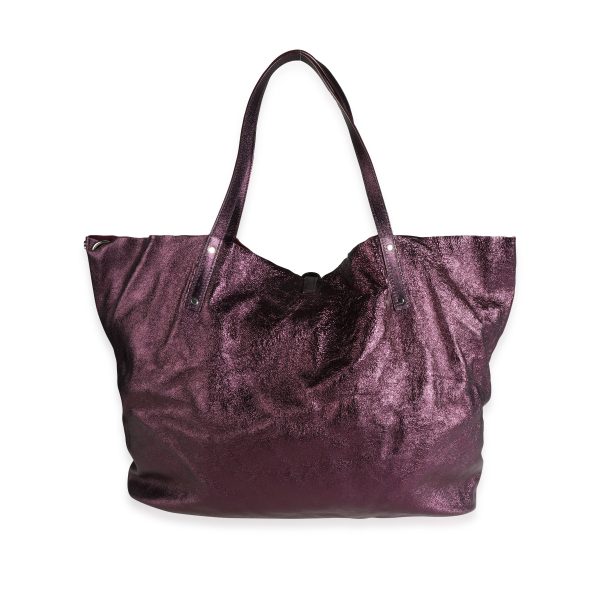 113993 pv Tiffany Co Purple Metallic Leather Suede Reversible Tote