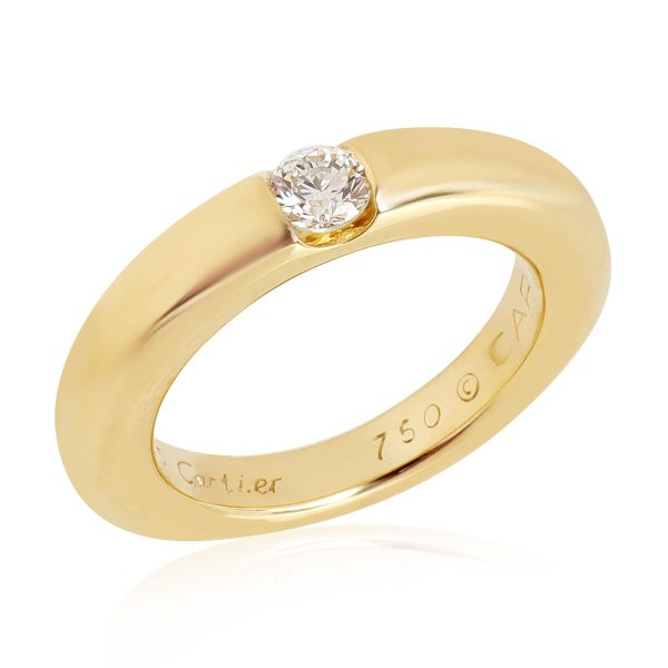 Yellow Gold Solitaire Ring Cartier Ellipses Diamond Solitaire Ring in 18kt Yellow Gold G H VS 025 CTW