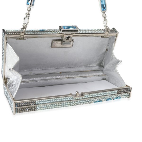 114073 av Judith Leiber Blue Silver Crystal Minaudière