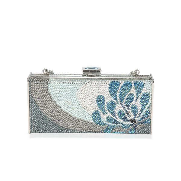 114073 fv Judith Leiber Blue Silver Crystal Minaudière