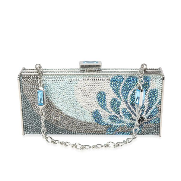 114073 pv Judith Leiber Blue Silver Crystal Minaudière