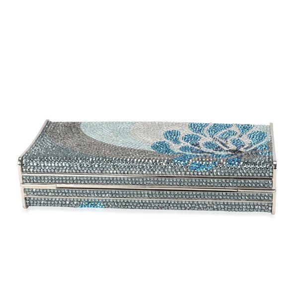 114073 stamp Judith Leiber Blue Silver Crystal Minaudière