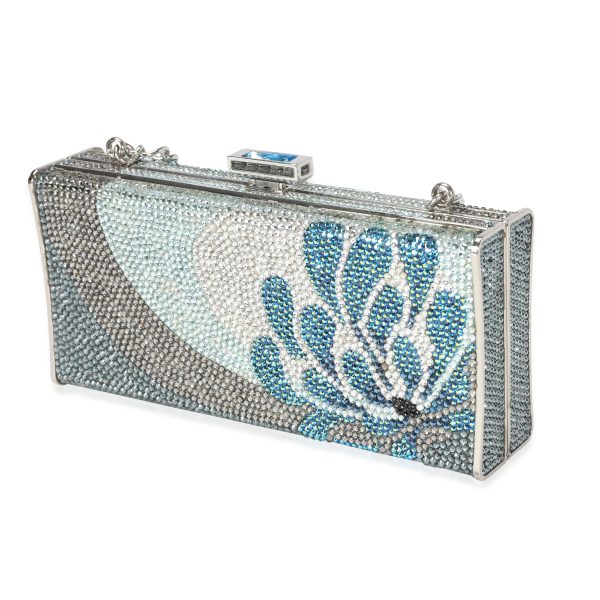 114073 sv Judith Leiber Blue Silver Crystal Minaudière